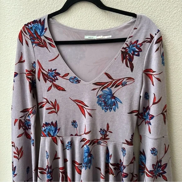 kimchi blue urban outfitters purple floral trumpet sleeve skater dress womens M - Picture 6 of 8